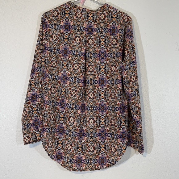 GYPSIES & MOONDUST Deep V-Neck Boho Patterned Blouse Size Large - Picture 4 of 7